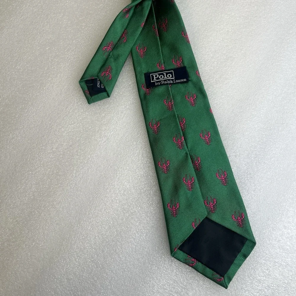 Polo Ralph Lauren Junior Hand Made in Italy 100% Silk Green Necktie with Lobster